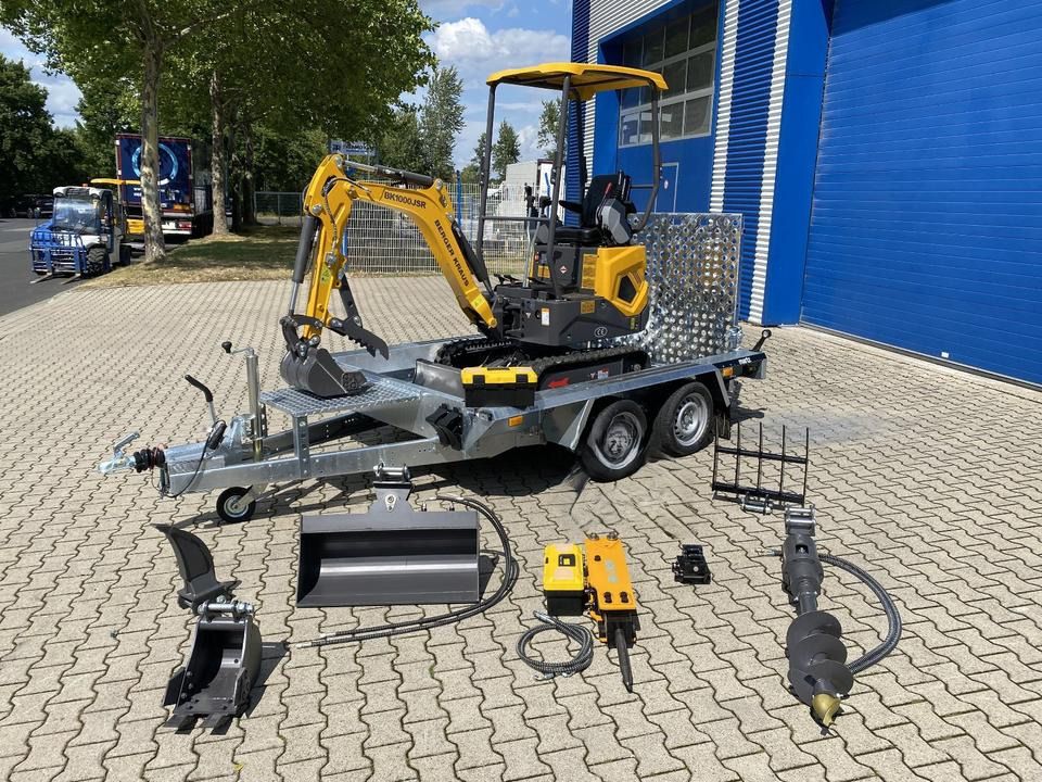 Mini Excavator Vermietung / Minibagger 1-TONNE Inkl. Anhänger / 1 Woche / Verstellfahrwerk / Schwemnkarm / Anbaugeräte