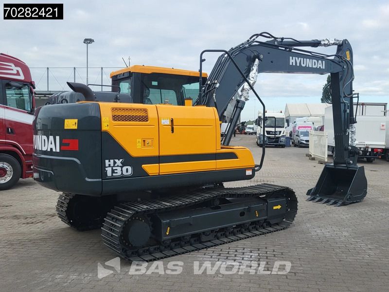 New 2025 Hyundai HX130 N Crawler Excavator 2025 Hyundai HX130 N crawler excavator, rear three-quarter view