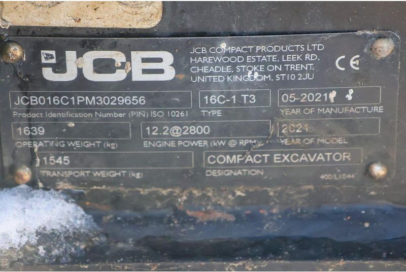 2021 JCB 16C-1 Mini Excavator