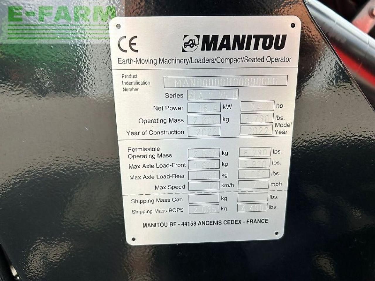 2023 Manitou MLA 2-25 Mini Excavator
