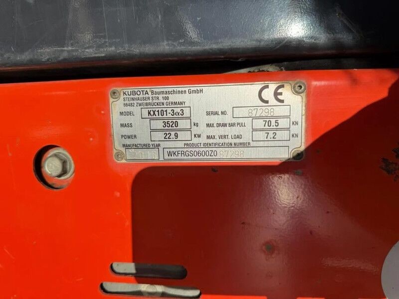 2016 Kubota KX101-3&3 Mini Excavator
