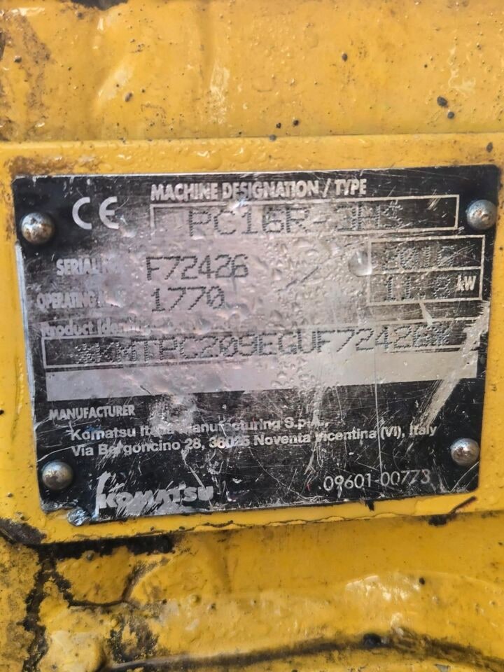 2016 Komatsu PC16R Mini Excavator