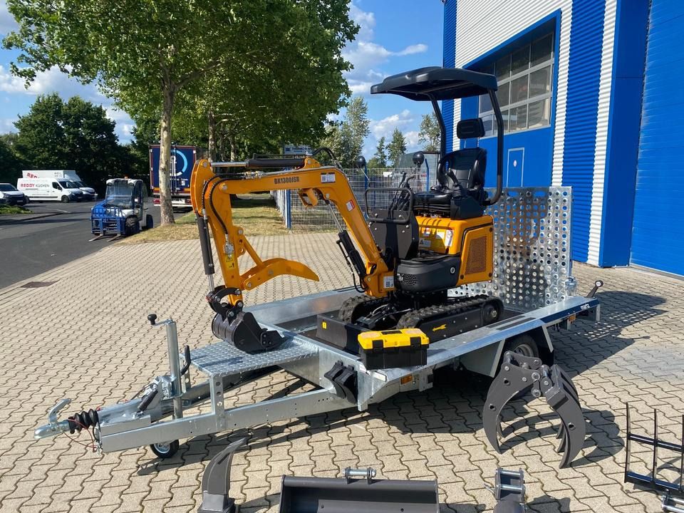 Berger Kraus BK1300JSR mini excavator on trailer