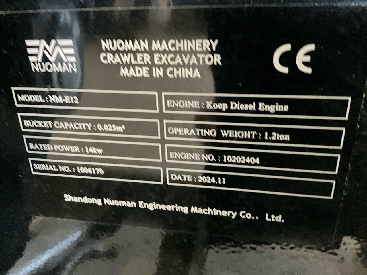 Nuoman 1.2T MINI Excavator BAD 28H!