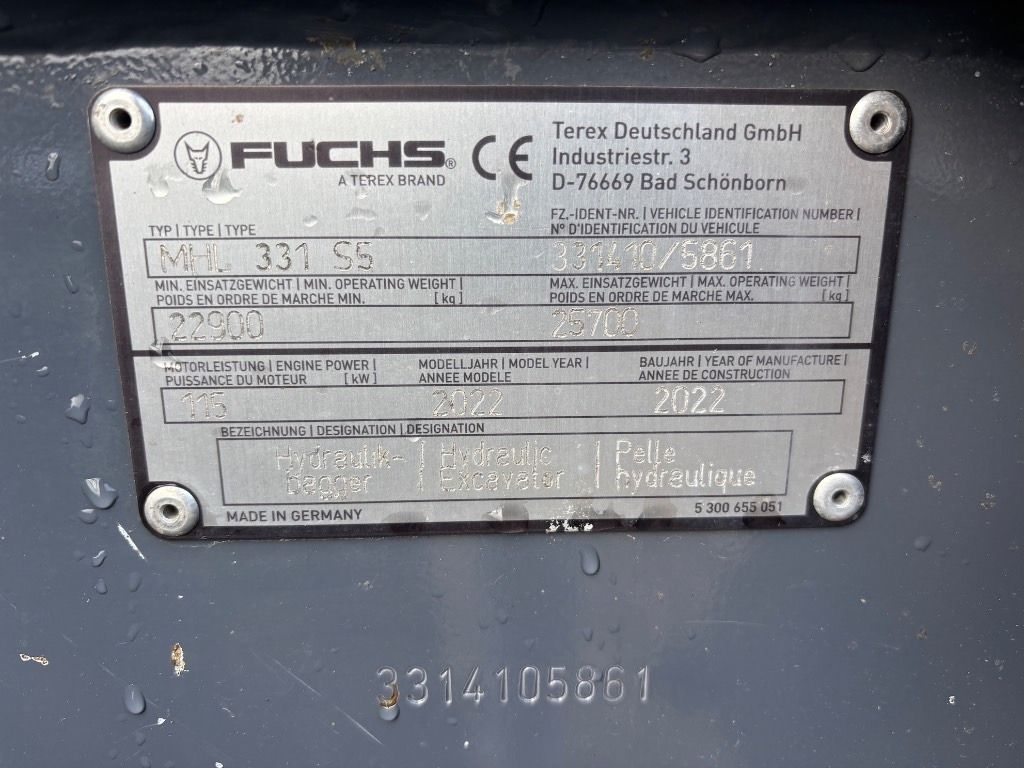 2022 Fuchs MHL331F Material Handler
