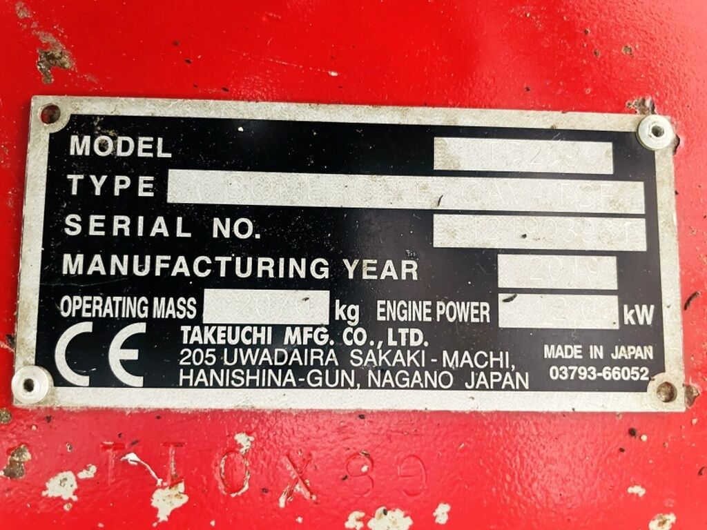 2019 Takeuchi TB219 Mini Excavator