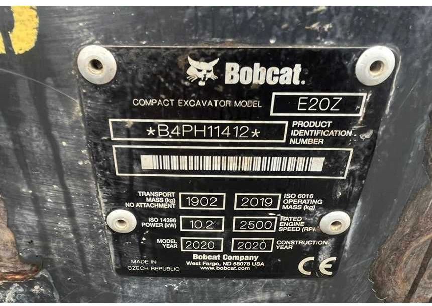 2020 Bobcat E20Z Mini Excavator