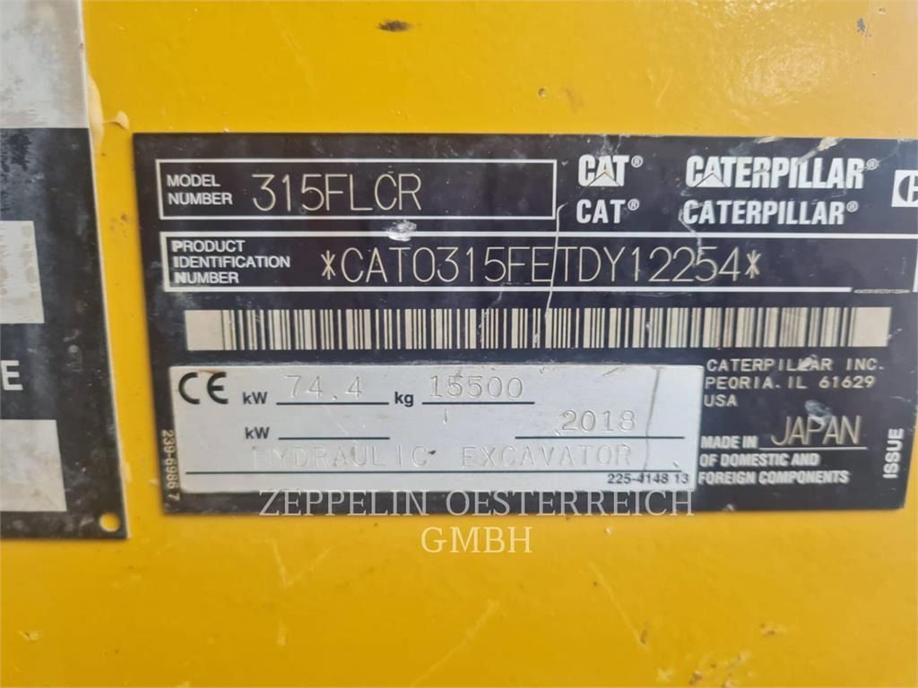 2018 Caterpillar 315FLCR Crawler Excavator