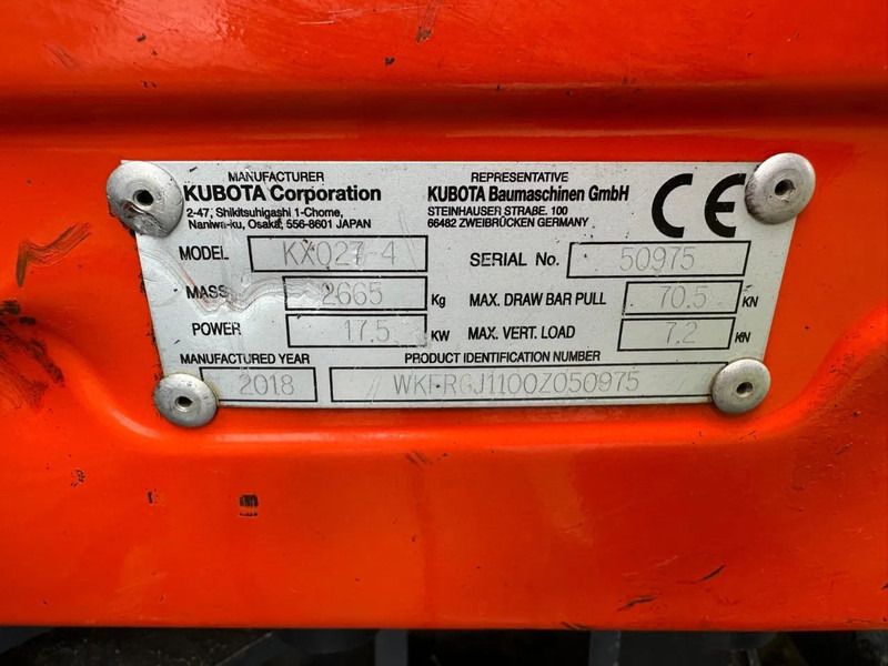 2018 Kubota KX027-4 Mini Excavator