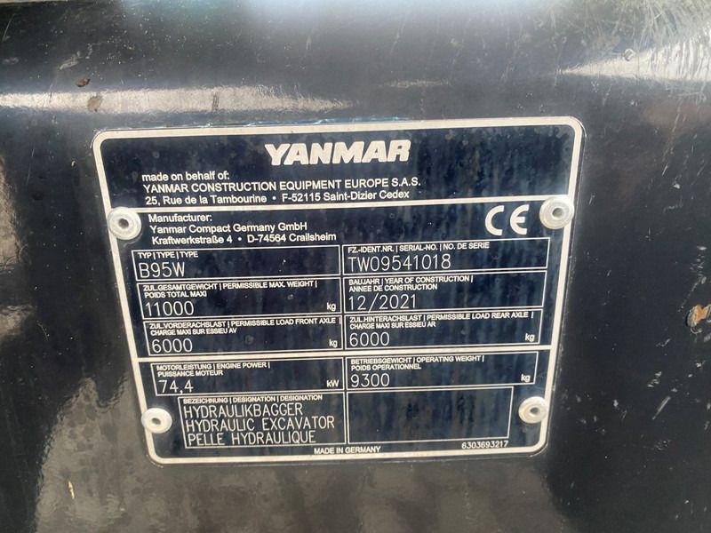 2021 Yanmar B95W Wheel Excavator
