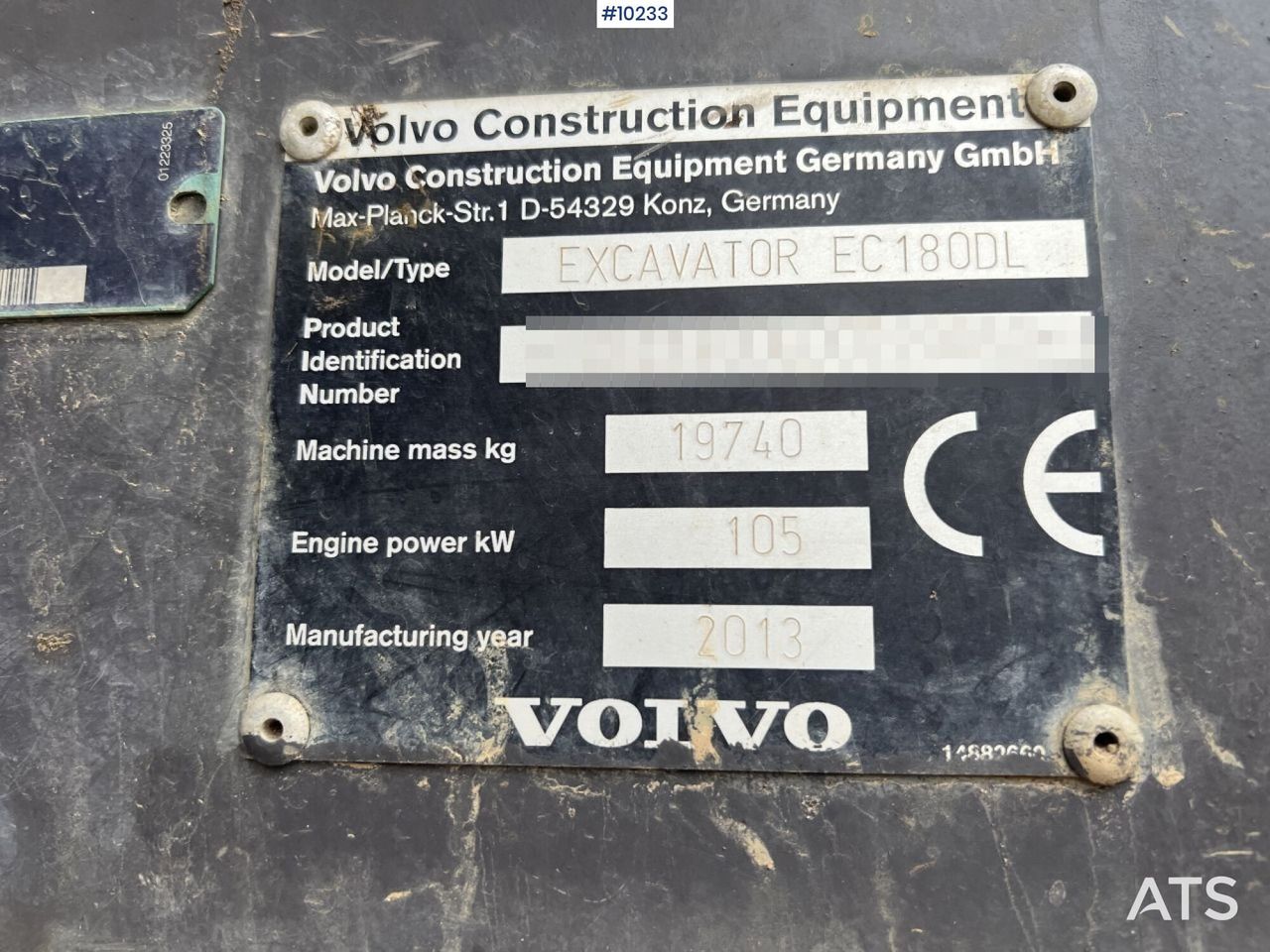 2013 Volvo EC180DL Crawler Excavator