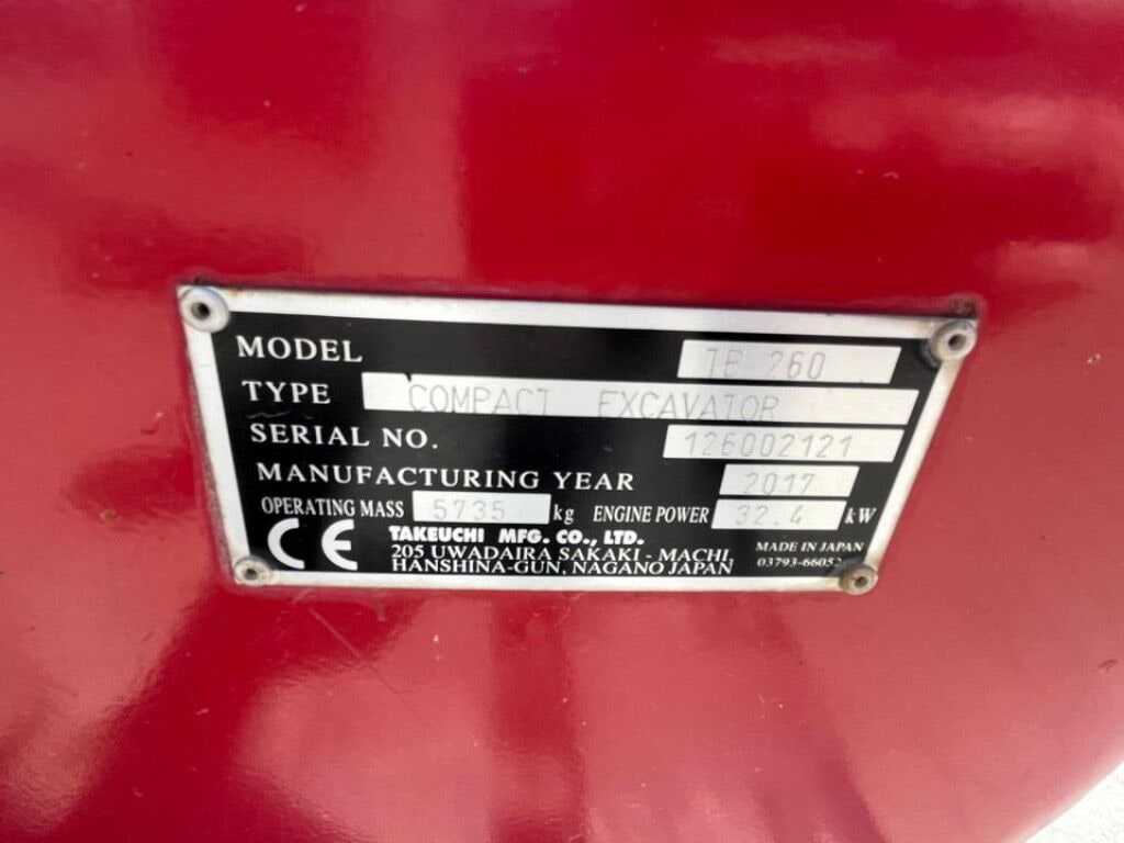 2017 Takeuchi TB260 Mini Excavator