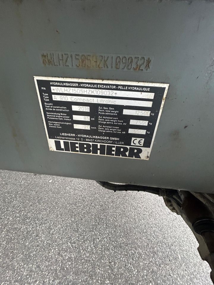 2018 Liebherr A910 COMPACT LITRONIC Wheel Excavator