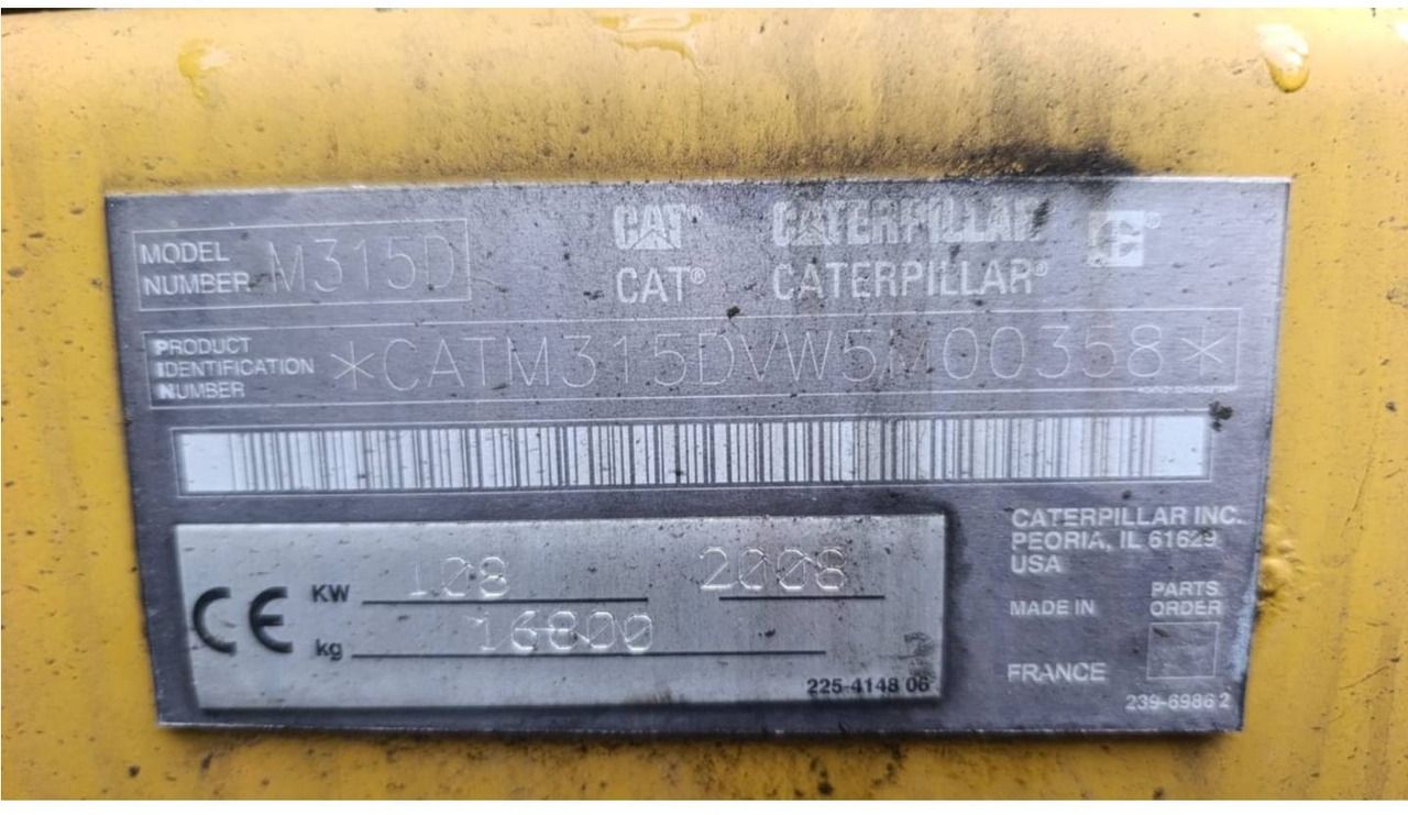 2008 Caterpillar M315D Wheel Excavator
