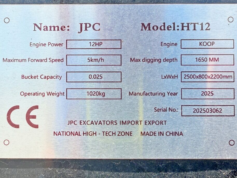 2025 JPC HT-12 MINI Mini Excavator