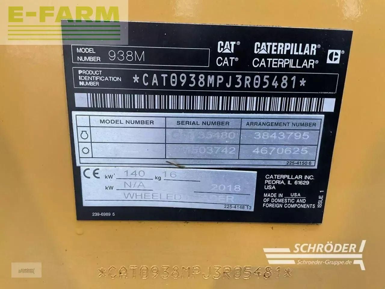 2018 Caterpillar 938M Mini Excavator