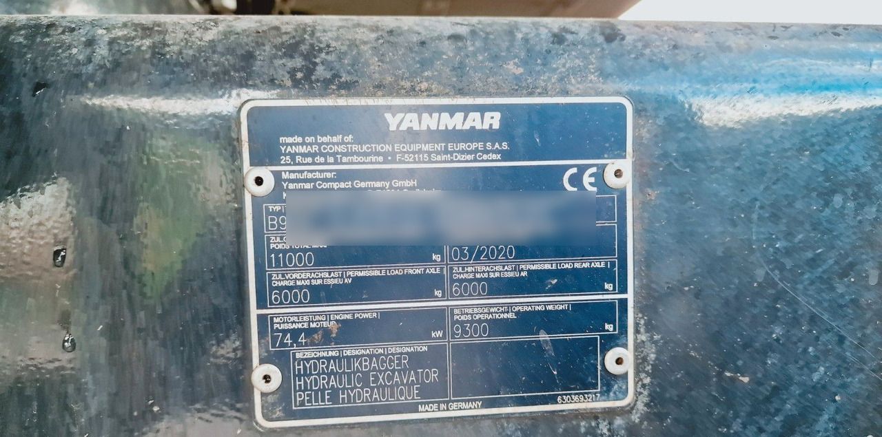 2020 Yanmar B95W Wheel Excavator