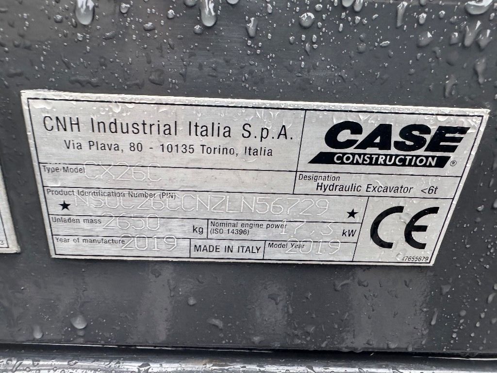 2019 CASE CX26C Mini Excavator