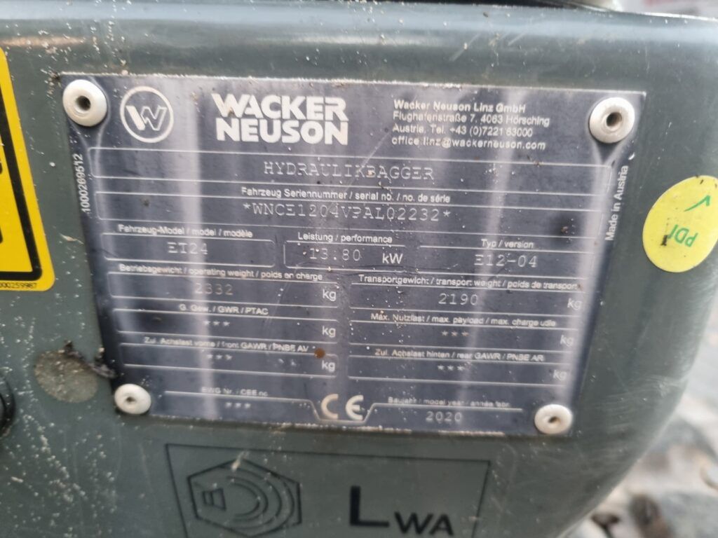 2020 Wacker Neuson ET24 Mini Excavator