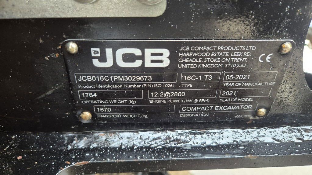 2021 JCB 16C-1 Mini Excavator