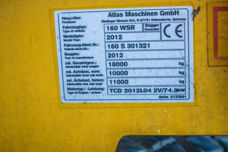 2012 Atlas 160WSR Wheel Excavator