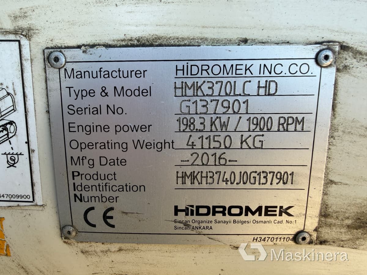 2016 Hidromek HMK370LC HD Crawler Excavator