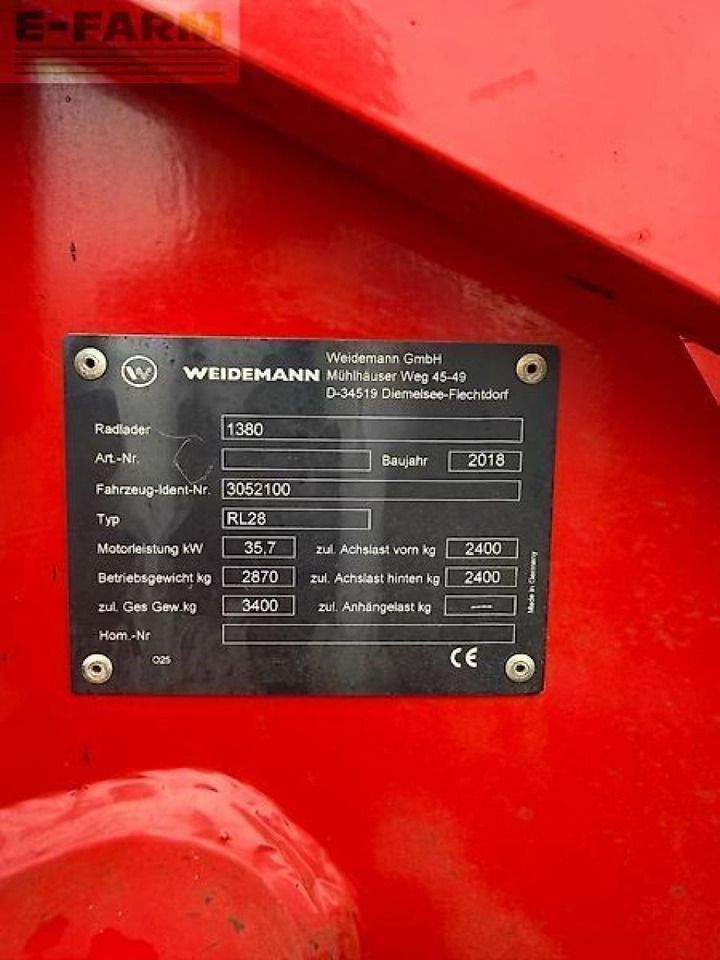 2018 Weidemann 1380 Mini Excavator