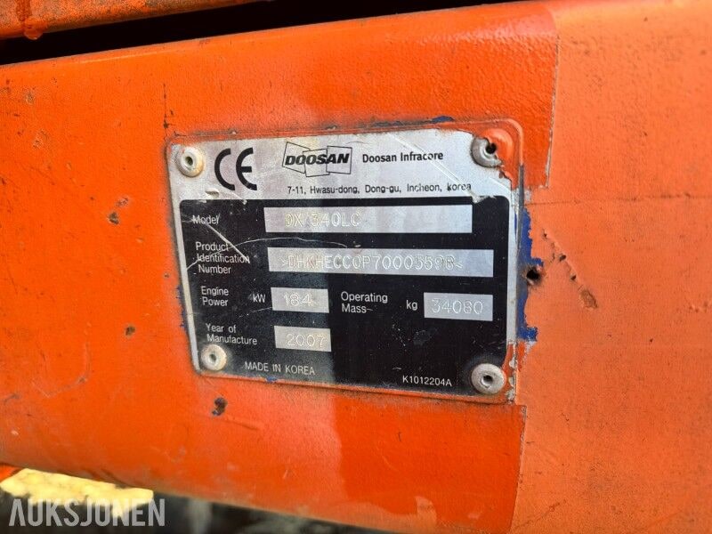 2007 Doosan DX340LC Crawler Excavator