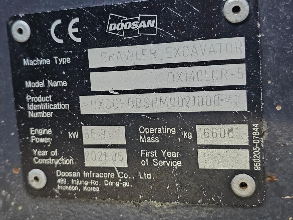 2021 Doosan DX140LCR-5 Crawler Excavator
