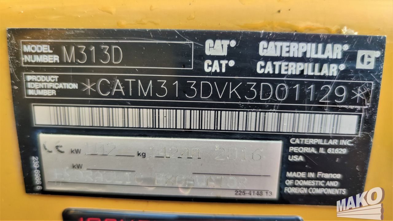 2016 Caterpillar M313D Wheel Excavator