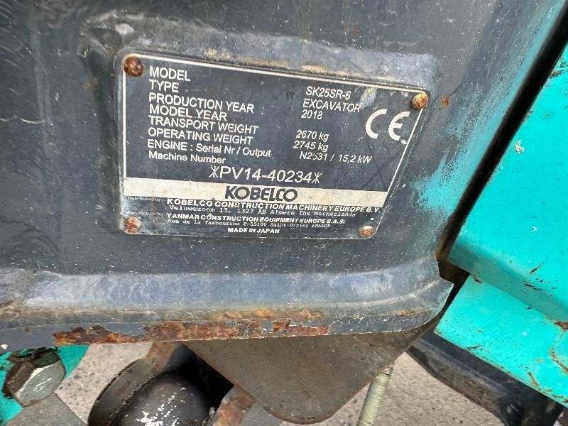 2018 Kobelco SK25SR-6E Mini Excavator