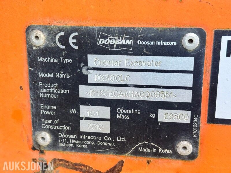 2010 Doosan DX300LC Crawler Excavator