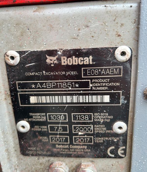 Mini Excavator Bobcat 1138 KGS (2017)