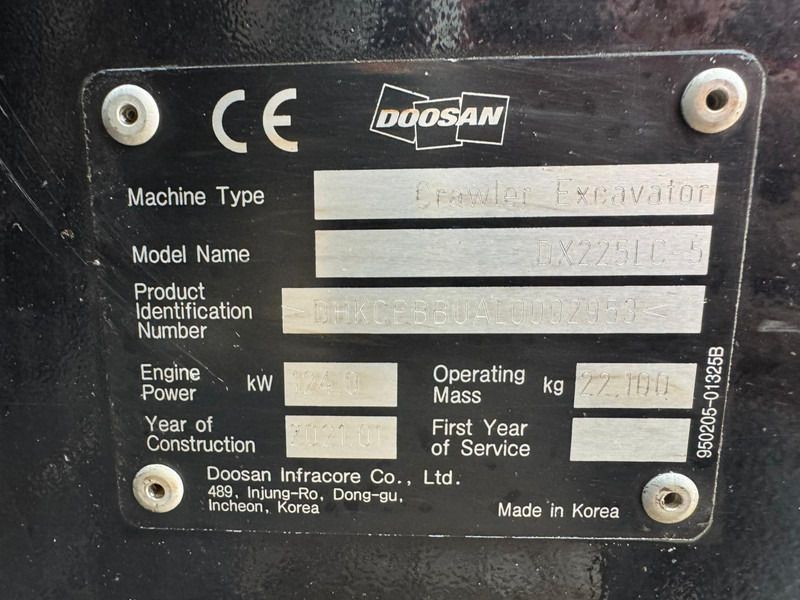 2021 Doosan DX225LC-5 Crawler Excavator