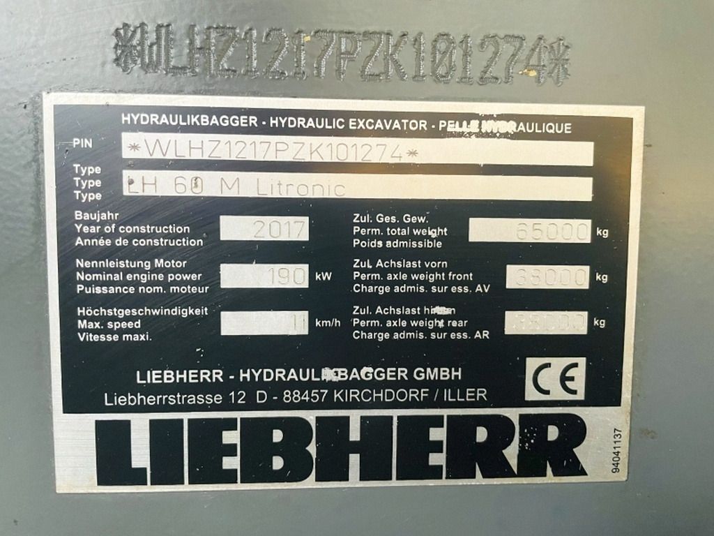 2017 Liebherr LH60 M LITRONIC Material Handler