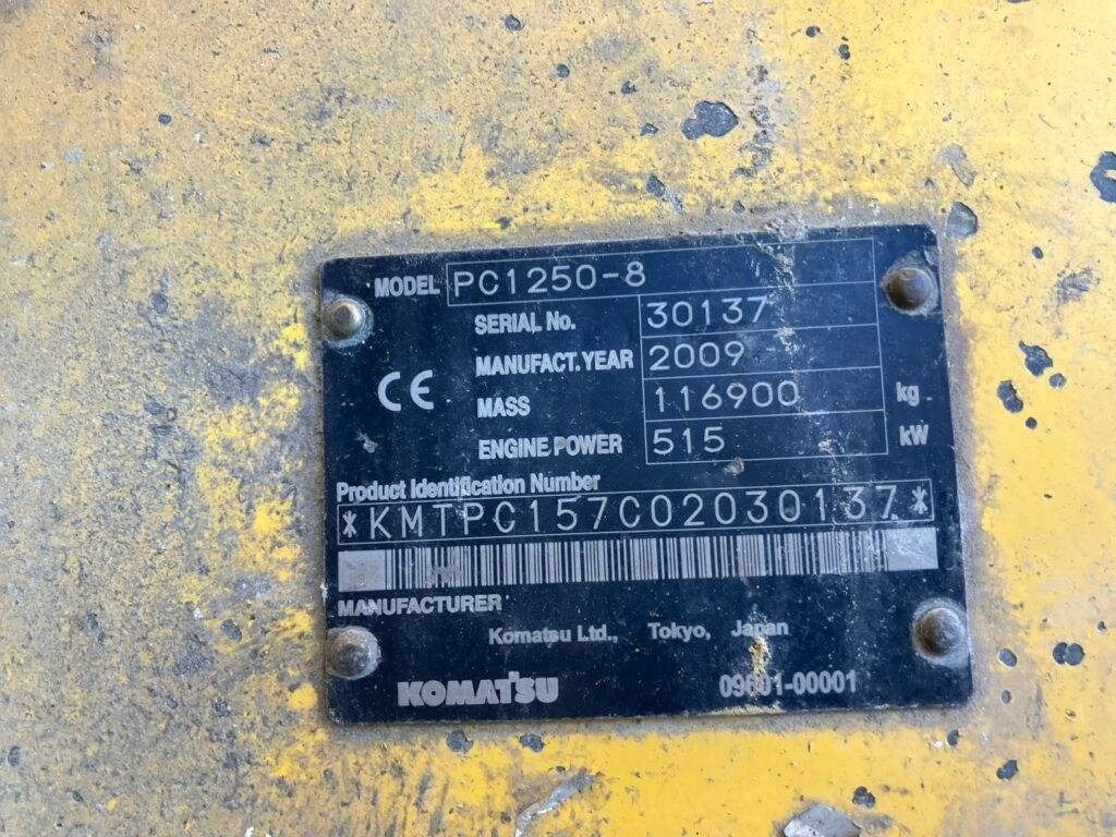 2009 Komatsu PC1250-8 Crawler Excavator