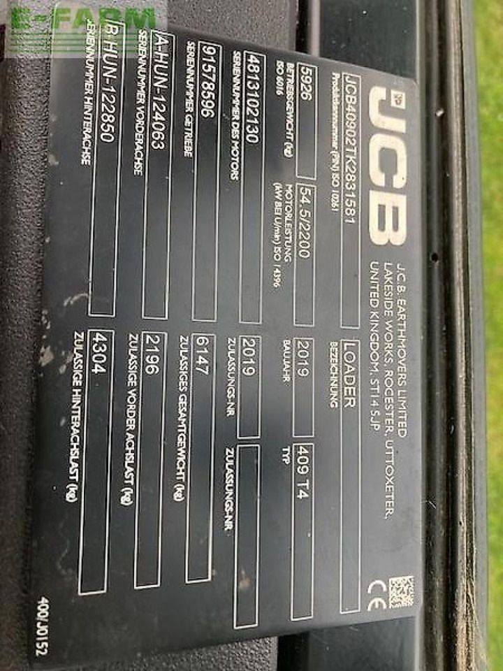 2019 JCB 409 Mini Excavator