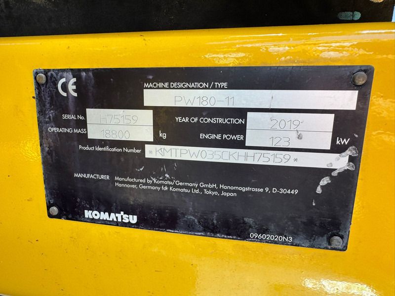 2019 Komatsu PW180-11 Wheel Excavator