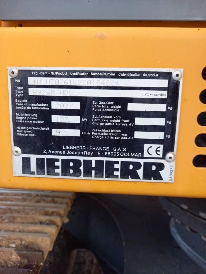 2007 Liebherr R924B HD S L LITROIC Crawler Excavator