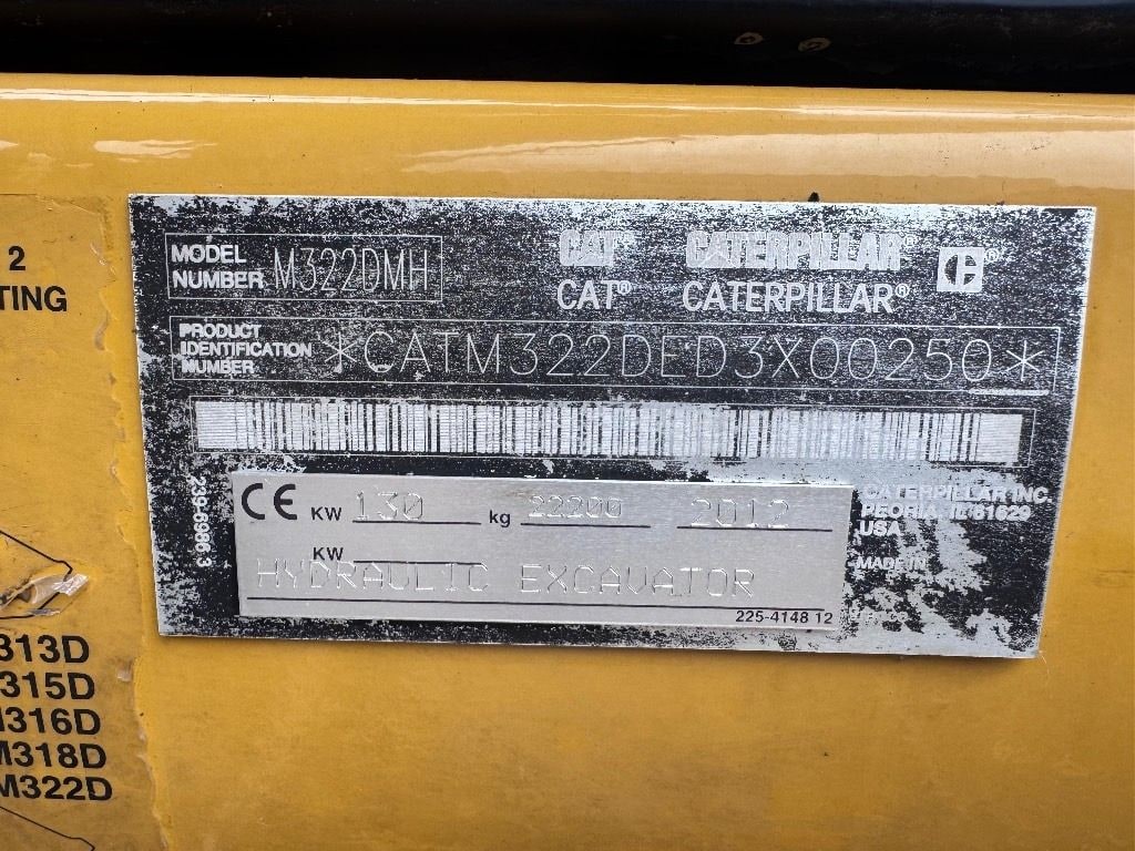 2012 Caterpillar M322D MH Material Handler