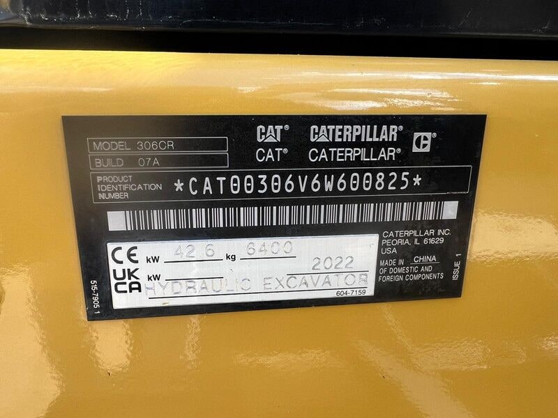 2022 Caterpillar 306CR Mini Excavator