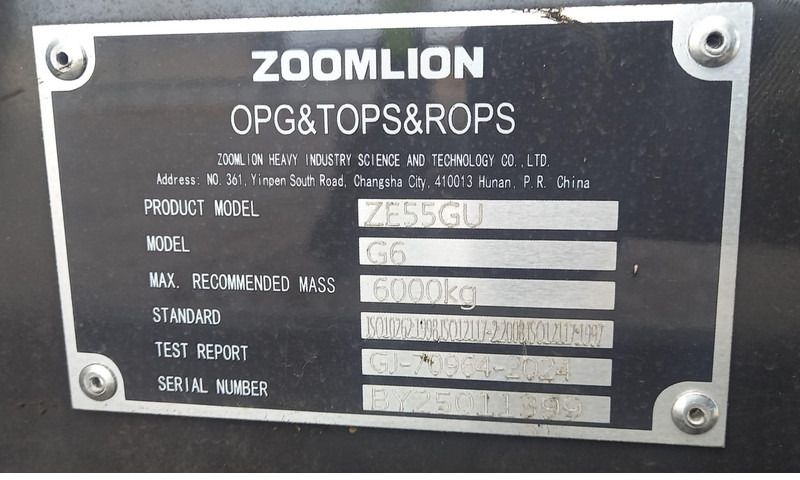 2025 Zoomlion ZE55GU Mini Excavator