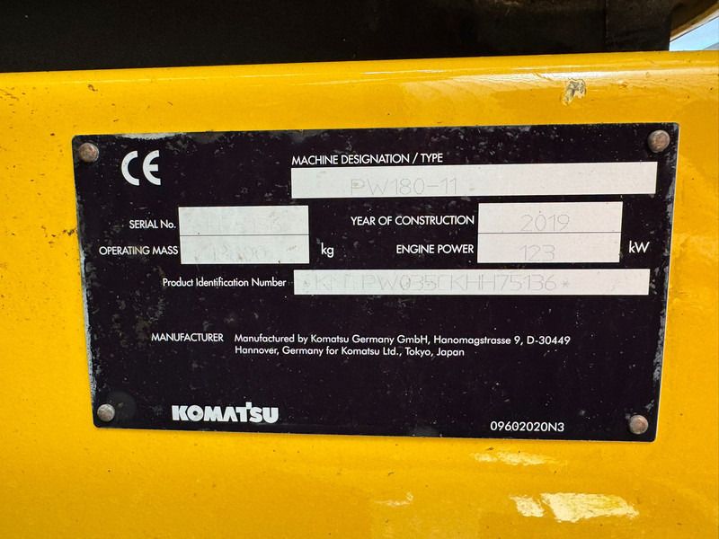 2019 Komatsu PW180-11 Wheel Excavator
