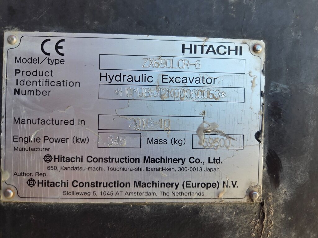 2018 Hitachi ZX690-6 Crawler Excavator