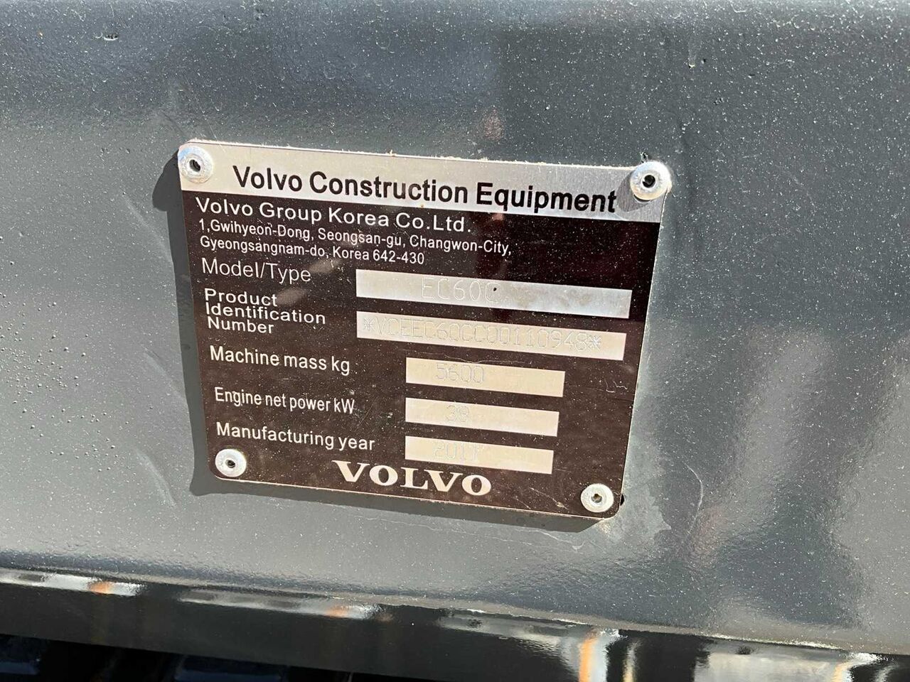 2011 Volvo EC60C Mini Excavator