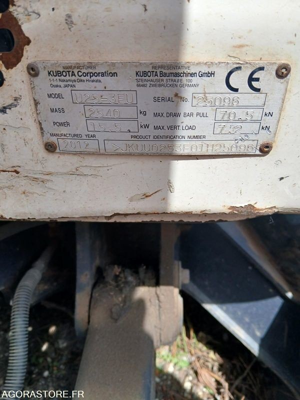 2012 Kubota U25-3EU Mini Excavator
