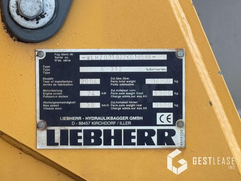 2004 Liebherr A312 Wheel Excavator