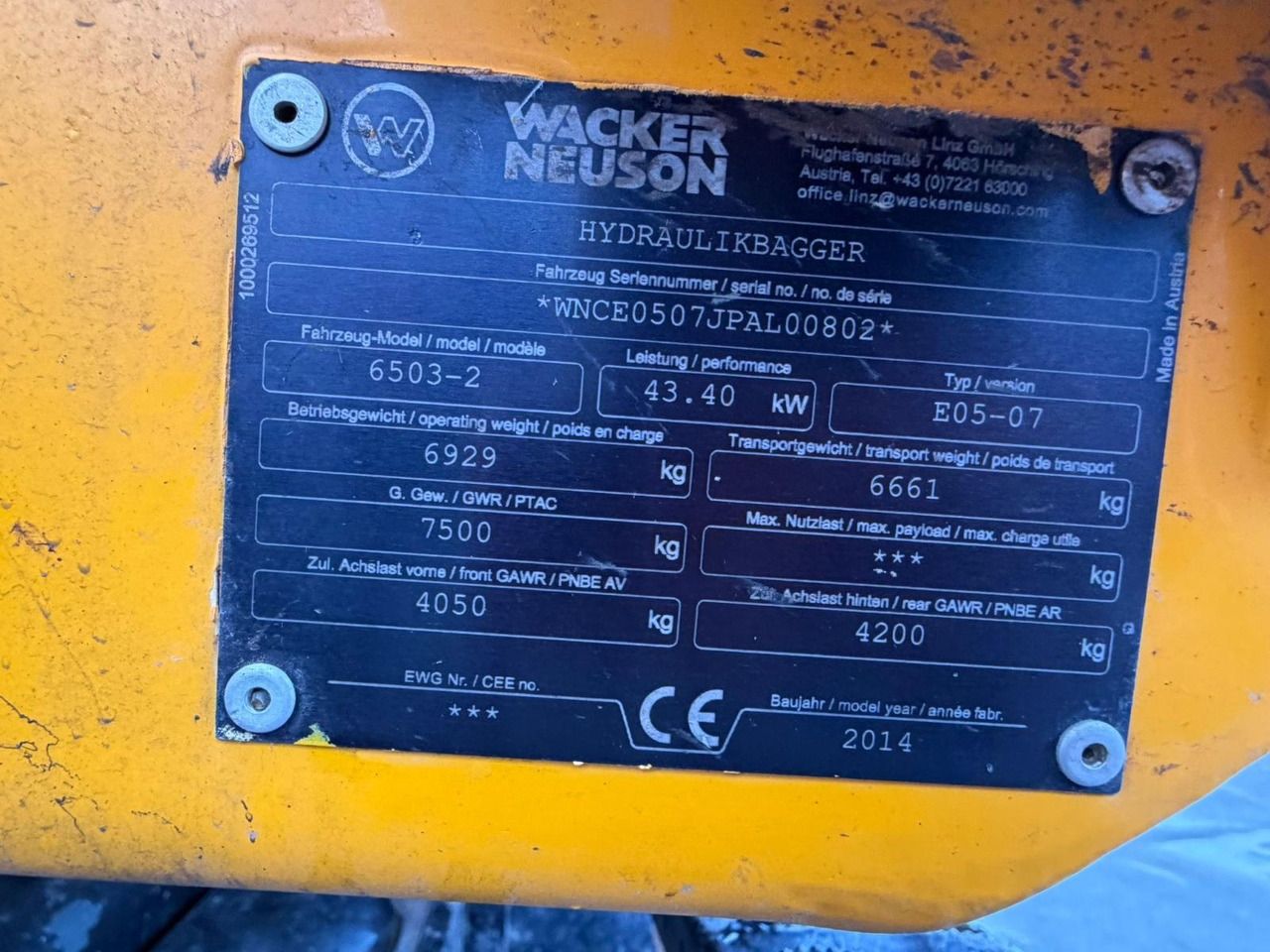 2014 Wacker Neuson 6503-2 Wheel Excavator