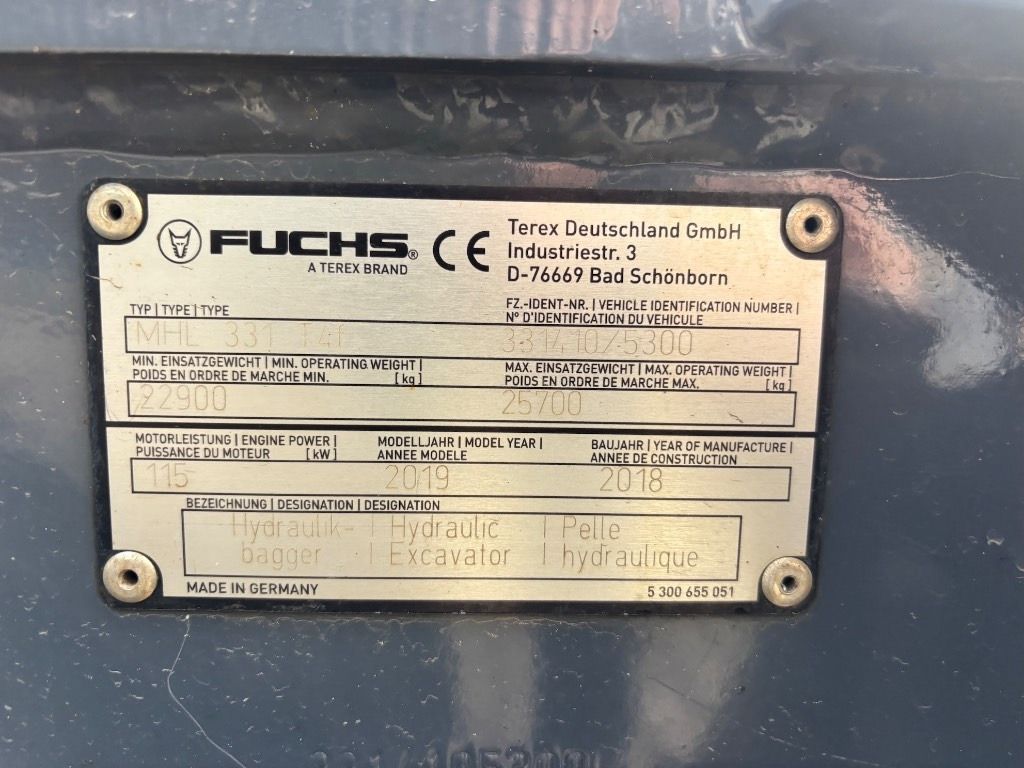 2018 Fuchs MHL331F Material Handler