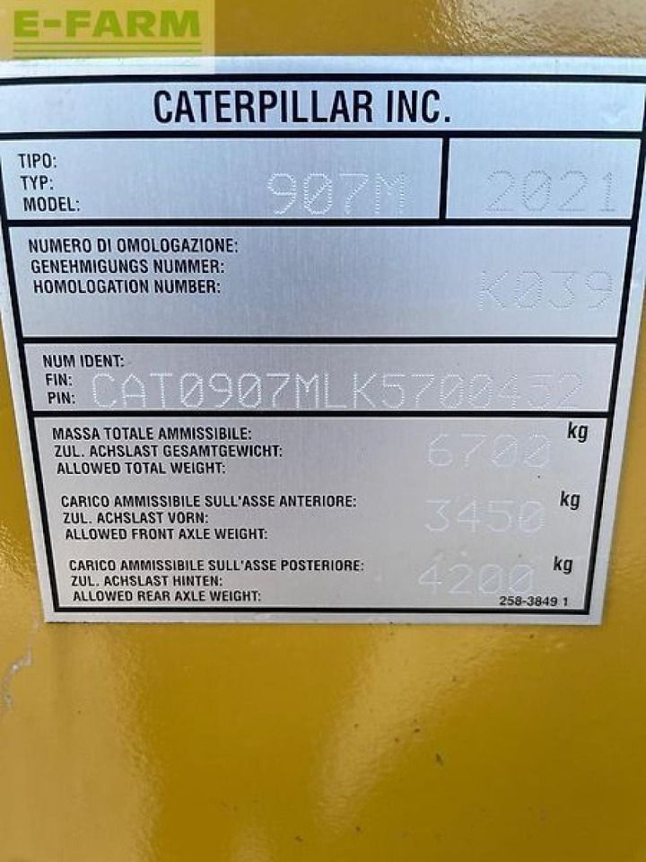 2021 Caterpillar 907M Mini Excavator
